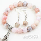 Wholesale Classic Design Pink Opal Set ( Beaded Bracelet and Matched Earrings )