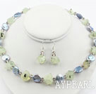 Coin Pearl and Grape Stone Set ( Necklace and Matched Bracelet )