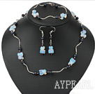 hot garnet  black pearl and opal necklace bracelet earring set