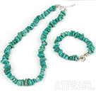Wholesale Beautiful Green Gemstone Chips Jewelry Sets (Necklace With Matched Bracelet)