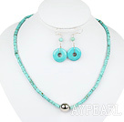 Lovely Disc Shape Blue Turquoise Beaded Sets (Necklace With Matched Earrings)