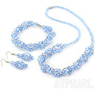 fashion blue crystal set(necklace, bracelet, earrings) with magnetic clasp