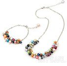 seven colored pearl necklace with matched bracelet