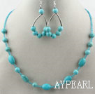 Turquoise and Glass Beads Set ( Necklace and Matched Earrings )