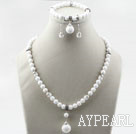 White Porcelain Stone Set ( Necklace Bracelet and Matched Earrings )