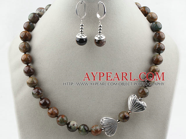 Classic Design Green Australia Stone Set ( Necklace and Matched Earrings )