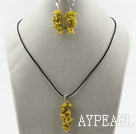 Wholesale Simple Style Branch Shape Yellow Devil Coral Set ( Pendant Necklace and Matched Earrings )
