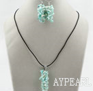 Wholesale Simple Style Branch Shape Light Green Devil Coral Set ( Pendant Necklace and Matched Earrings )