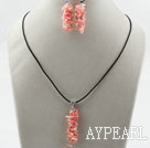Wholesale Simple Style Branch Shape Pink Devil Coral Set ( Pendant Necklace and Matched Earrings )