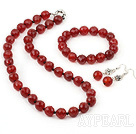 Wholesale red carnelian set (necklace, bracelet and earrings)