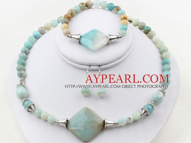 Amazon Stone Set ( Necklace Bracelet and Matched Earrings )