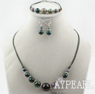 Simple Style Indian Agate Set ( Necklace Bracelet and Matched Earrings )