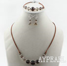 Wholesale Simple Style Smoky Quartz Set ( Necklace Bracelet and Matched Earrings )