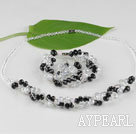 Wholesale fashion black crystal set(necklace, bracelet, earrings) with magnetic clasp