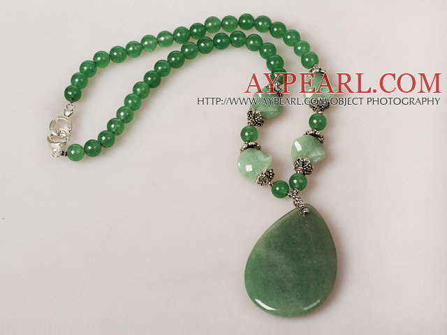 Aventurine Necklace wuth Teardrop Aventurine Pendant