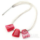Simple Style Trapezium Shape Hopt Pink Stripe Agate Necklace with Blue Thread