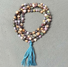 New Arrival Natural Multi Color Potato Pearl Necklace With Blue Tassel (Also can be Bracelet)