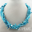 Blue Series Multi Strands Blue Freshwater Pearl Crystal and Shell Necklace