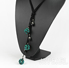 Simple Style Round Cluster Phoenix Stone And Black Crystal Threaded Pendant Necklace