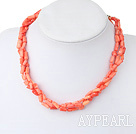 Fashion Cylinder Shape Coral Necklace With Classic Horn Charm