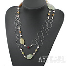 Fashion Long Loop Chain Style Three Color Jade Necklace, Sweater Necklace