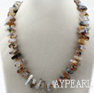 Assorted Single Strand Gray Agate Necklace with Big Lobster Clasp