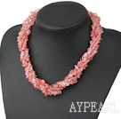 Wholesale Fashion Long Style Multi Function Chipped Cherry Quartz Necklace, Sweater Necklace