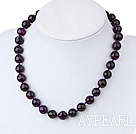 Elegant 12Mm Round Faceted Amethyst Beaded Necklace With Moonight Clasp