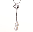 Elegant Style Natural 10-11mm Teardrop Shape White Freshwater Pearl Chain Necklace with Pearl Pendant