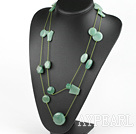 Nice Long Style Mixed Shape Aventurine Green Threaded Necklace, Sweater Necklace