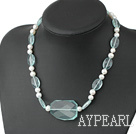 Wholesale Beautiful White Freshwater Pearl And Aquamarine Blue Quartz Necklace With Toggle Clasp