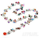 Popular Multi Function Multi Color Pearl And Crystal Loop Charm Necklace, Y Shape Pendant Necklace