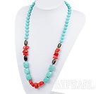 coral and turquoise necklace with moonlight clasp