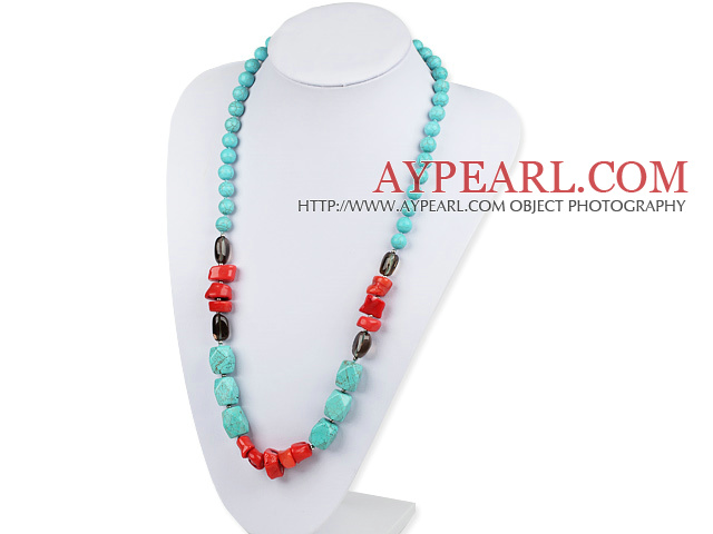 coral and turquoise necklace with moonlight clasp