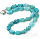Nice Chunky Irregular Shape Blue Jasper Necklace With Moonlight Clasp