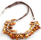 New Arrival Brown Teeth Shape Pearl Necklace with Lobster Clasp