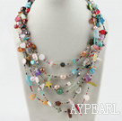Multi Strand Colorful Mixed Pearl Turquoise Agate Coral Beads Necklace