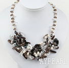 black and white crystal smoky quartze necklace 