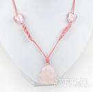 Wholesale heart shape rose quartze colored glaze necklace with extendable chain