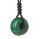 Trendy Simple Design Carved Green Jade Pendant Necklace With Adjustable String