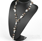 Wholesale Fashion Brown Freshwater Pearl And White Colored Glaze Y Shape Pendant Necklace 