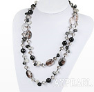 Wholesale long style black rutilated quartz necklace