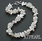 white biwa pearl and crystal necklace with toggle clasp