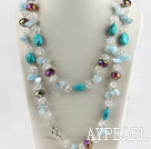 Wholesale 47.2 inches bright color crystal aquamarine and turquoise necklace
