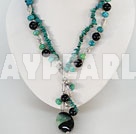 Wholesale double strand black agate and phoenix stone necklace