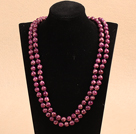 Noble Long Style Natural Purple Red Imperial Jasper Stone Beads Necklace