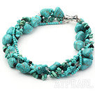 Wholesale multi strand black crystal and turquoise necklace