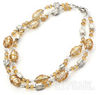 Discount double strand crystal and colored glaze necklace