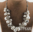 white sea shell beads necklace with charms