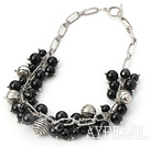 10-14mm black agate necklace with toggle clasp